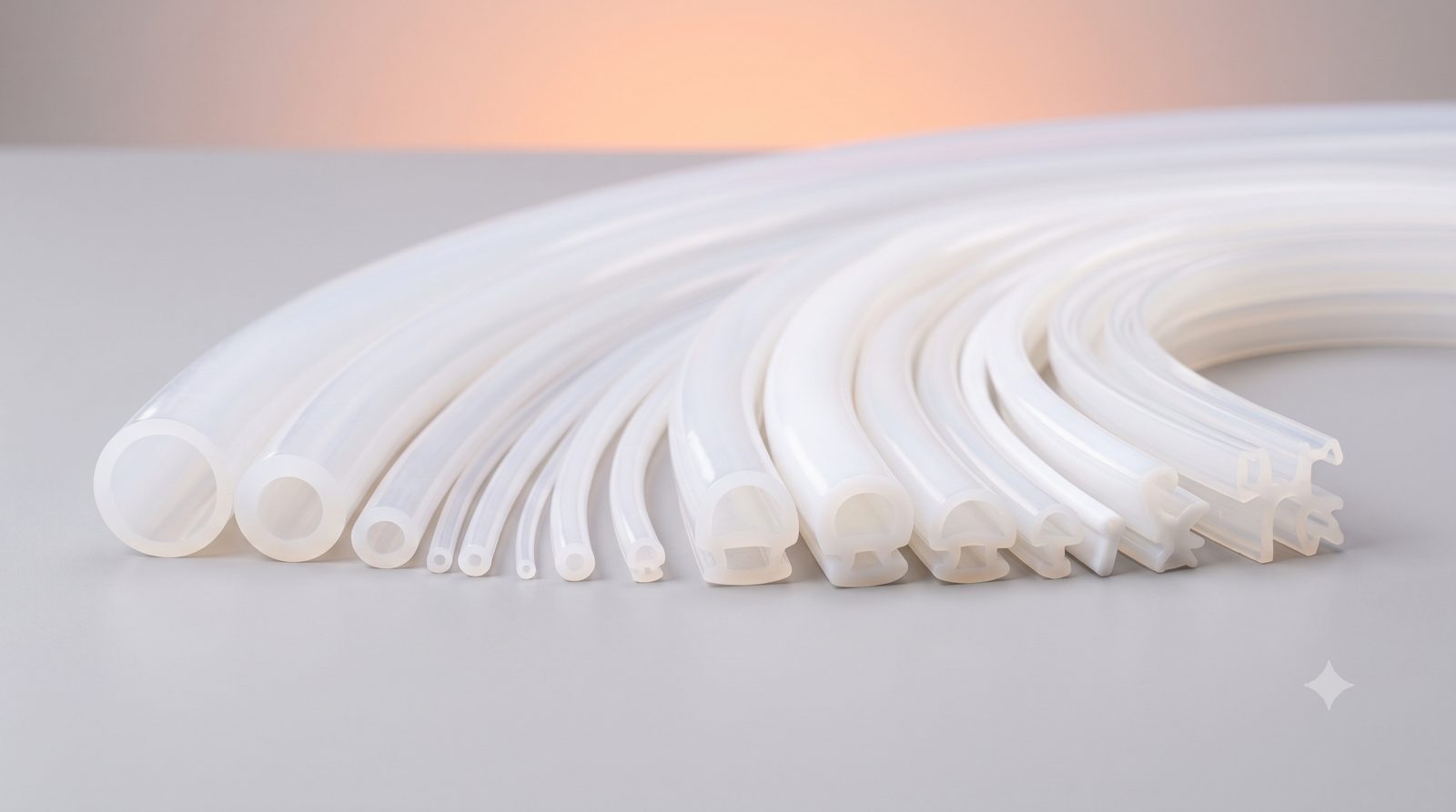 Silicone rubber tubing and profile sections produced on the extrusion line